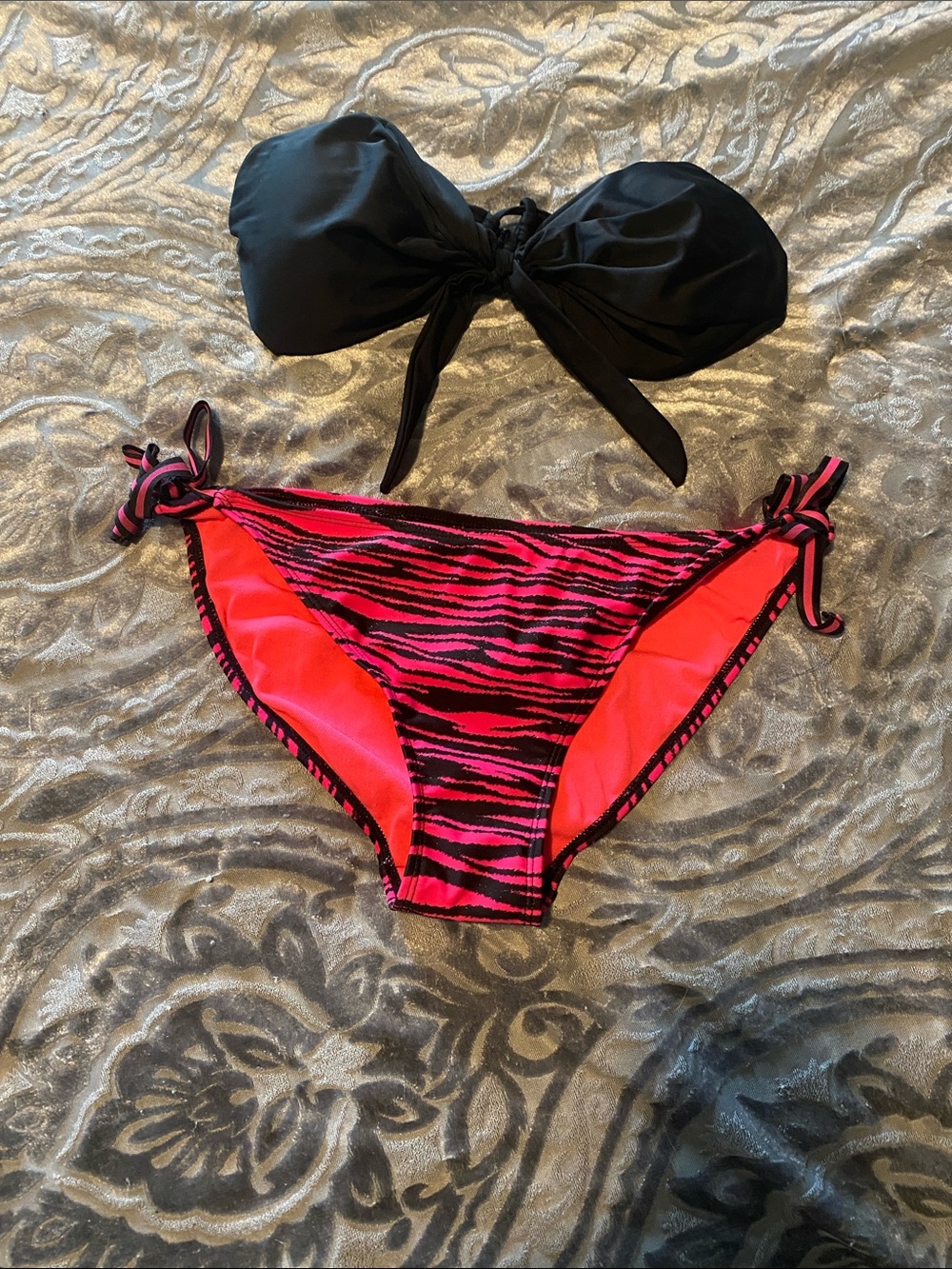 Sparkly Pink & Black Zebra Bikini Bottoms